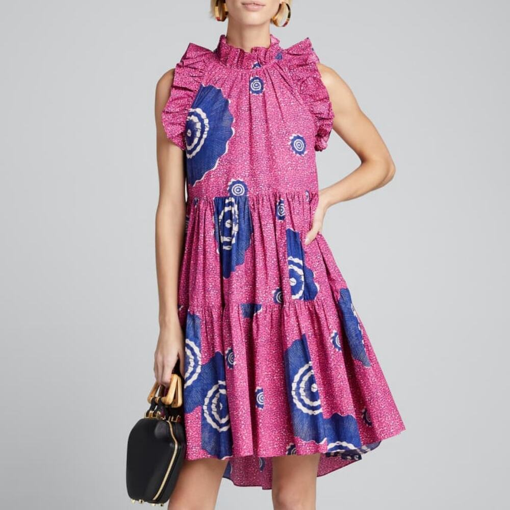 Tamsin Tiered Sleeveless Printed High-Low Dress Size 8